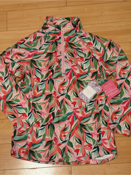 Stella Parker Other - Stella Parker Women’s Floral UPF 50 Half Zip in Coral & Green